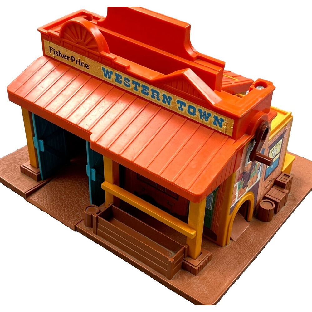 Vintage Fisher Price Family Western Town Play 934 with‎ FLAP House 1982 ONLY